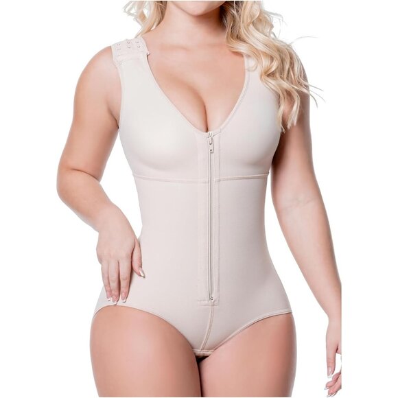 Women's 055zf Beige Shapewear Tummy Control Bodysuit Full Body Shaper